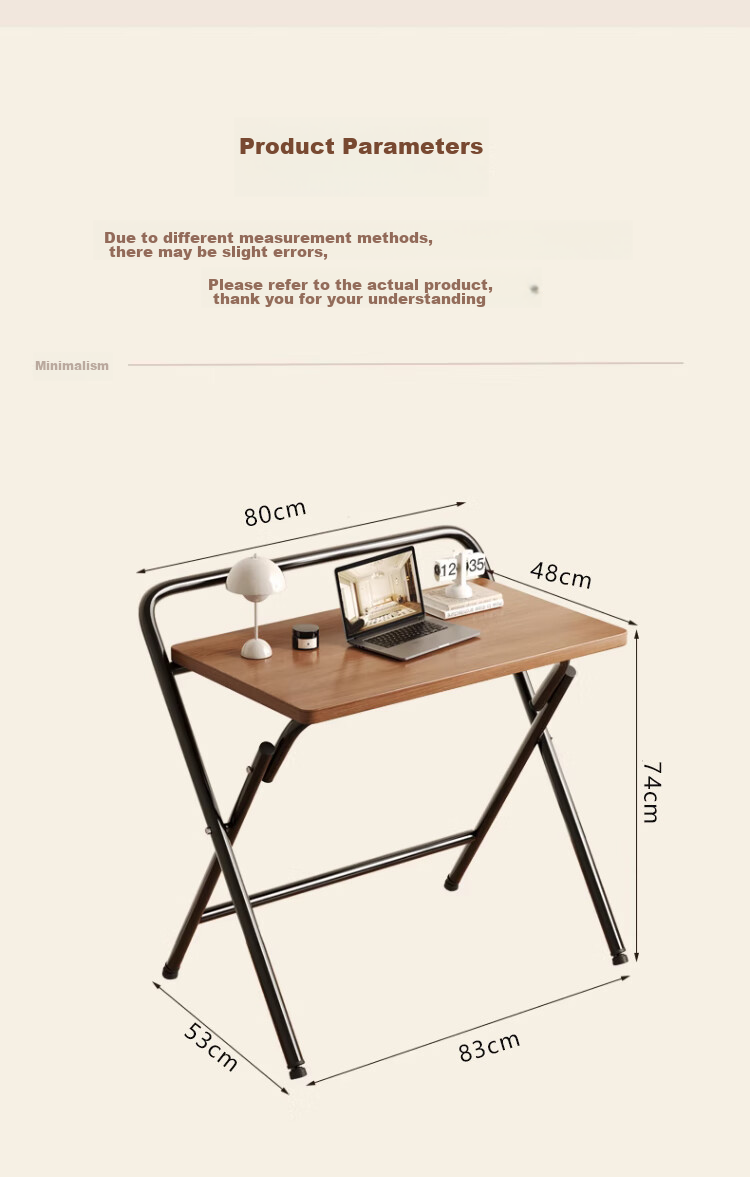Jingcai Folding Table, Computer Desk, Simple Study Desk, Learning Table, Office Training Table JDZ10 Walnut 80*48cm Single Layer 19