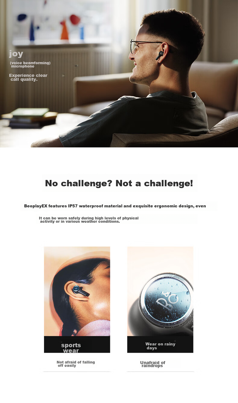 B&O Beoplay EX In-Ear Headphones, Active Noise Cancellation True Wireless Bluetooth Earphones, Wireless Charging Earphones, Holiday Gift, Carbon Blue 8