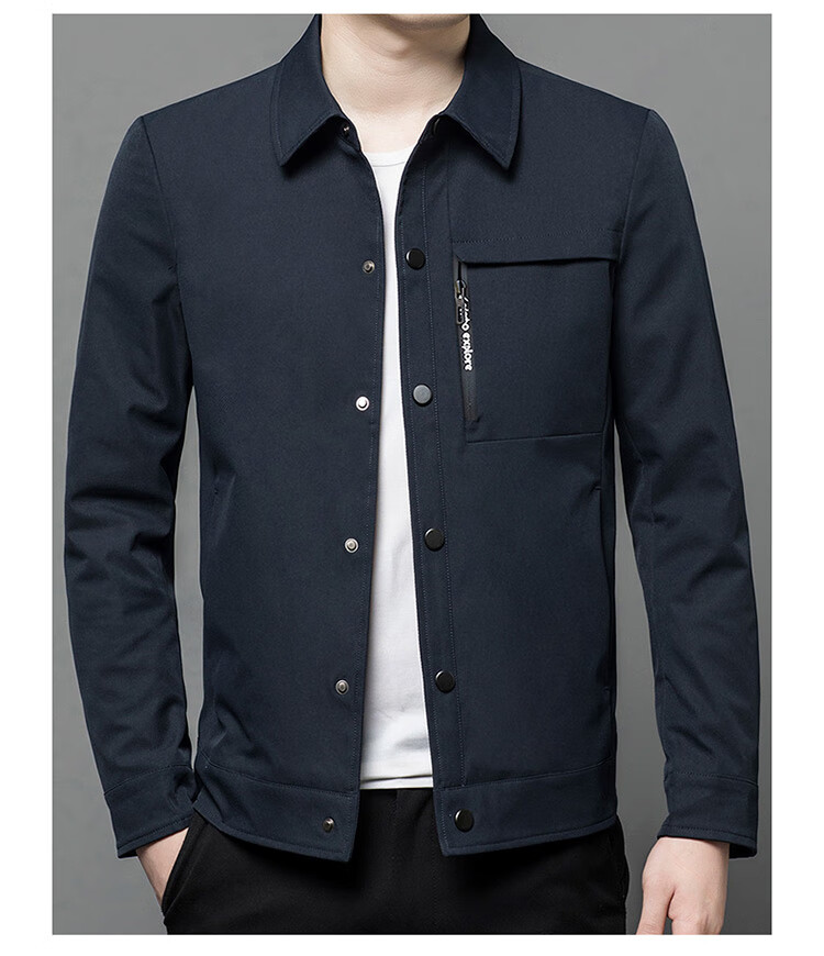 Aidengbao Edenbo Men's Business Jacket, Autumn And Winter Lapel Casual Hidden Button Jacket, Black, 190/104A(4XL) 11
