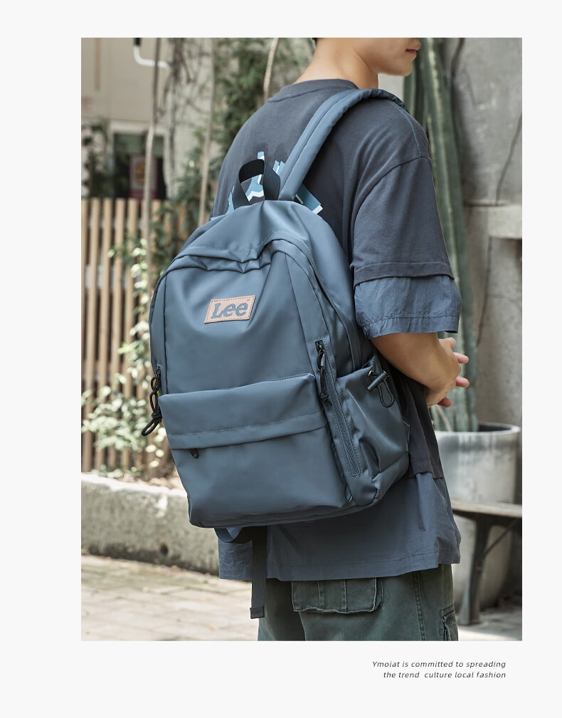 Lee Backpack for Men, Trendy Large Capacity Laptop Bag, Middle And High School Travel Backpack, College Student Bookbag for Women, Gray-Blue Color 9