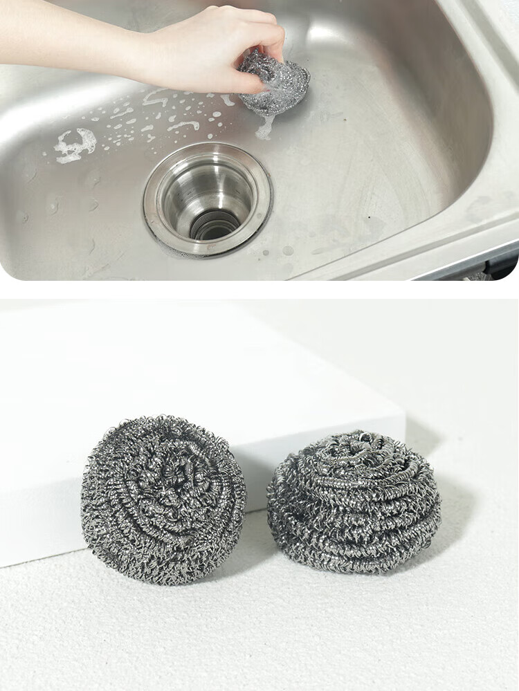 Houshi 410 Stainless Steel Wire Scrubbers, Large Cleaning Balls, No Shedding, Kitchen Dish Washing And Pot Cleaning Tool, Cleaning Brush, Pack of 6 9