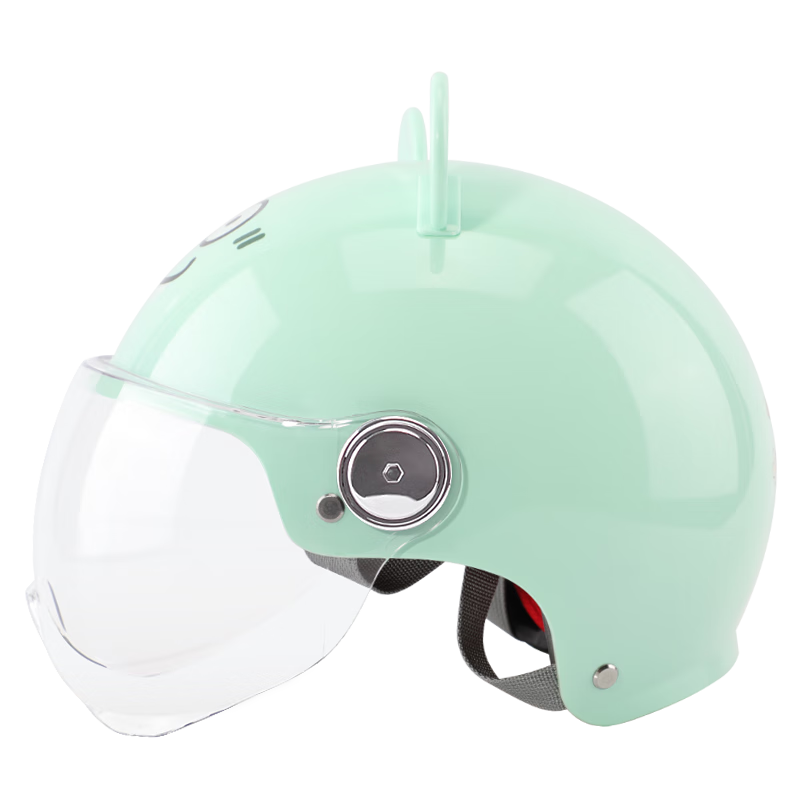 BIGBRO K15 Children's Model, Mint Dinosaur Design, New National Standard 3C Certified Motorcycle And Electric Bike Riding Helmet, Unisex for All Seasons, Sun Protection for Electric Scooters, Summer Half Helmet