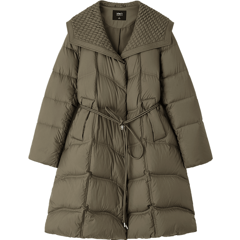 Dme [400T Spring Yarn] Winter Lightweight 90% Duck Down, Large Lapel, Wrinkle-Resistant, Adjustable Waist, Women's down Jacket
