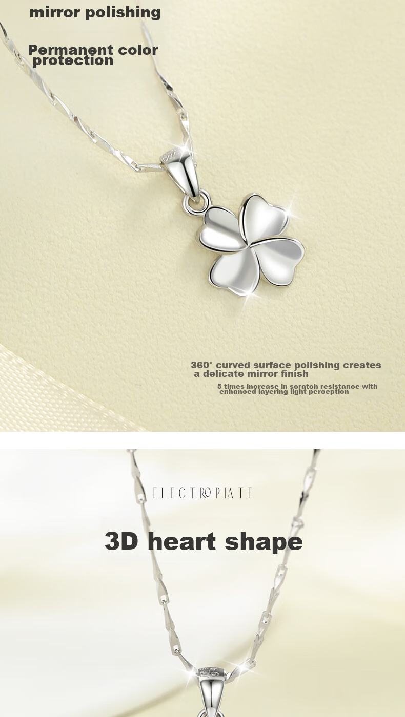 MANHE S999 Sterling Silver Four-Leaf Clover Necklace for Women, 2026 New Light Luxury High-End Birthday Gift for Girlfriend 5