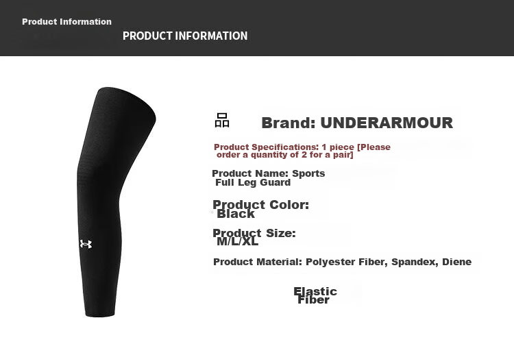 Under Armour Sports Knee Brace Full Leg Protection Gear for Men And Women, Fitness Training Cycling Running Soccer Basketball Socks Sleeve, Black XL Size 2