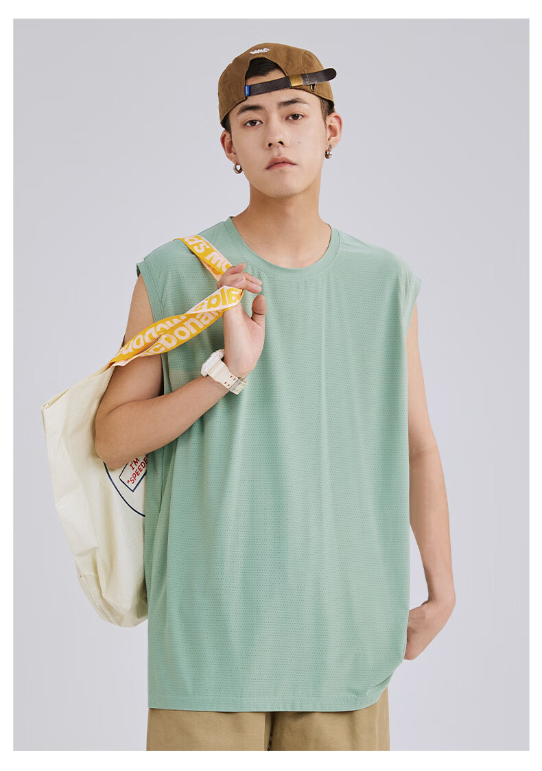 Baleno Men's Summer Vest, New Mesh Breathable Ice Silk Cool Basketball Sports Round Neck Sleeveless Casual Outdoor Quick-Dry Undershirt 13