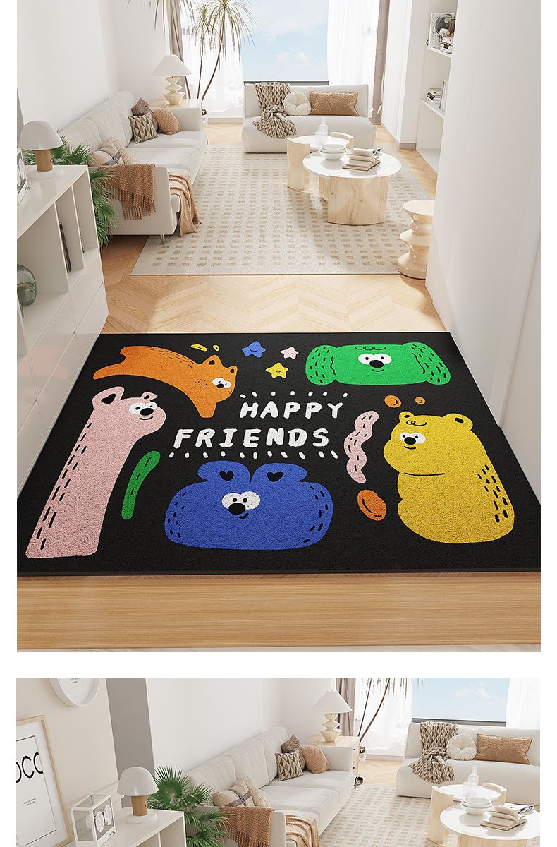 Qiqijia Entrance Door Mat, Home Use Non-Slip Foot Mat, Cartoon Silk Loop Doormat, Dirt-Scraping Door Mat, Entrance Mat 13