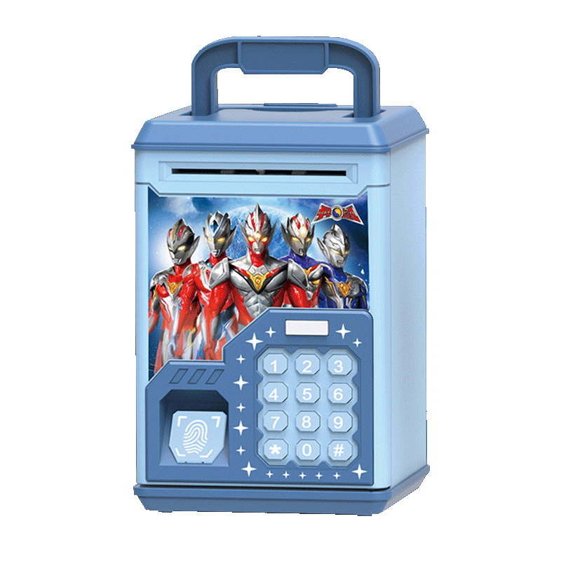 Anby Families Children's Ultraman Superhero Piggy Bank Toy for Boys And Girls Aged 3-6, Toilet Paper Roll with Fingerprint Password, Birthday Gift