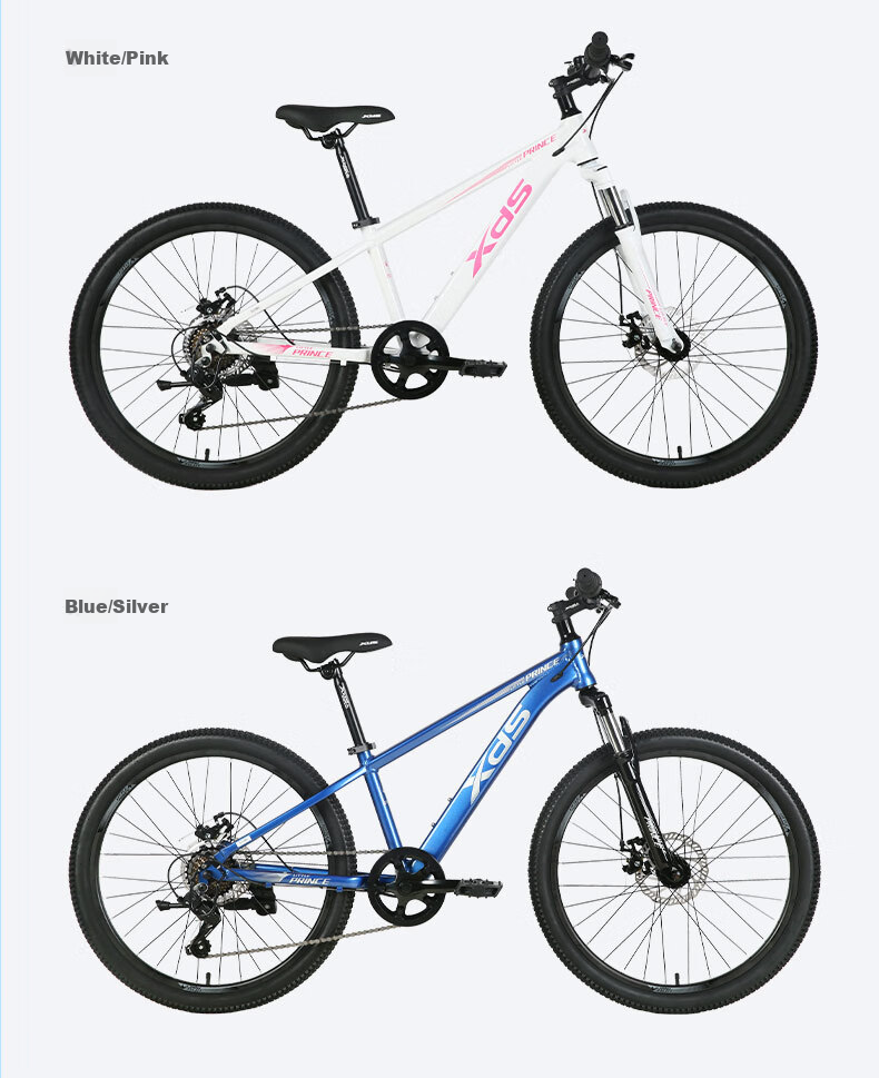Xds Youth Mountain Bike Little Prince 7-Speed Disc Brake Internal Cable Routing Frame, Black And Silver, 24 Inches 8