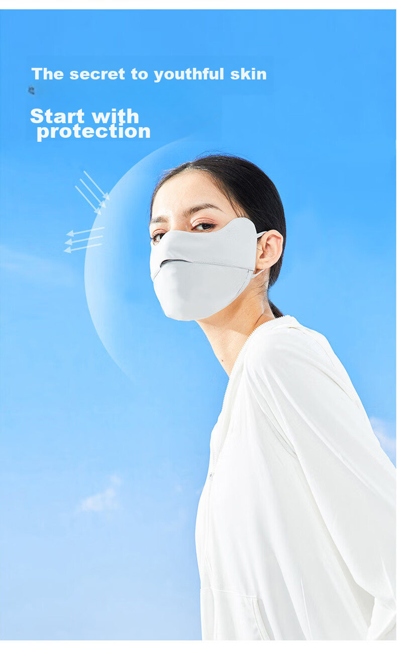 JOYTOUR Sun Protection Face Mask, UV-Resistant Face Mask, Ice Silk Thin Breathable Open Sun Visor Face Mask, Black 4