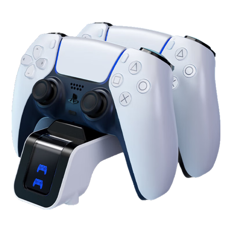 Jemdo Compatible with PS5 Controller Charging Dock, Dual Gamepad Charging Station, Pro Storage Stand, Slim Charger, Data Cable, with Charging Indicator Light Accessories