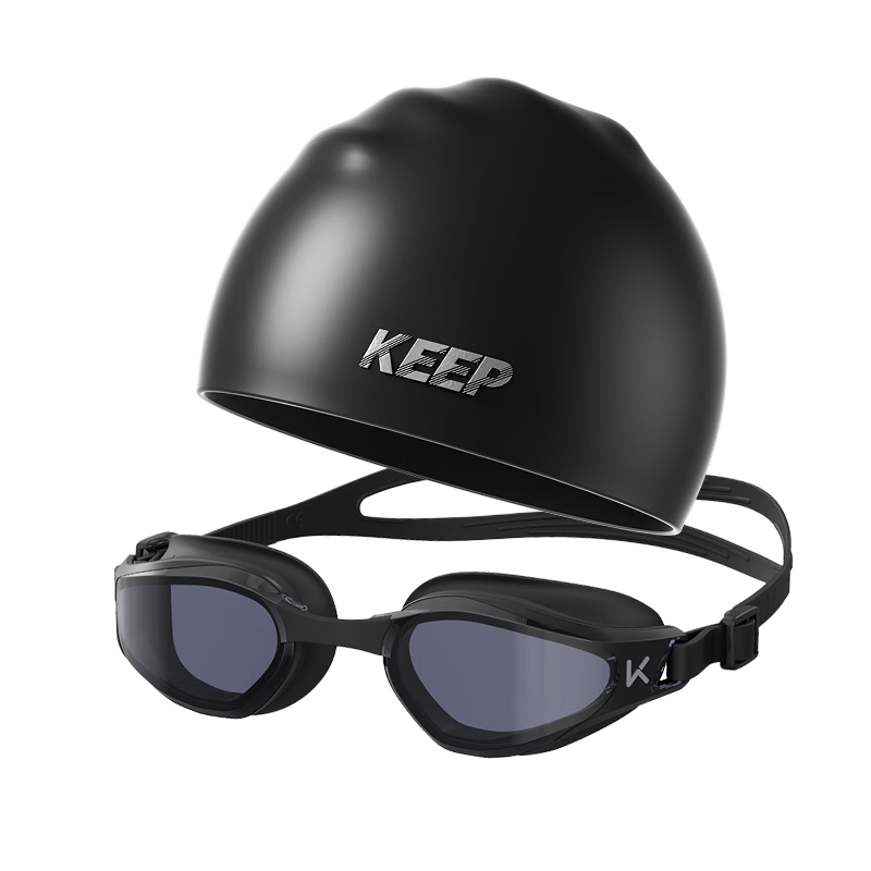 Keep Swimming Goggles Waterproof Anti-Fog High Definition Myopia Swimming Glasses for Men And Women, Swimming Cap Set, Obsidian Black, -5.00 Diopters