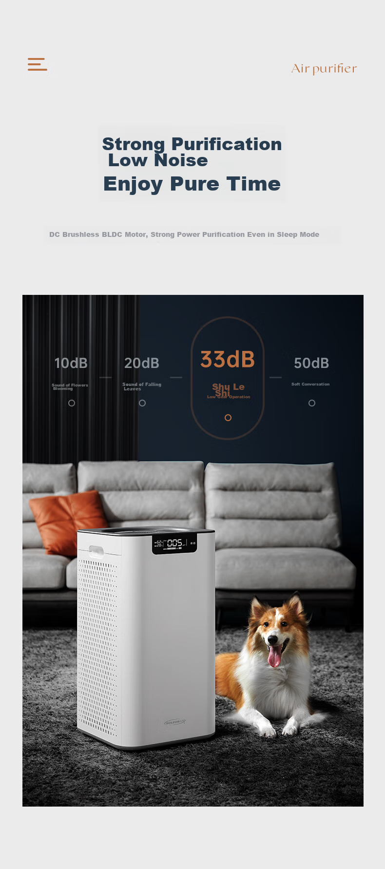 SOLEUSAIR Orca Air Purifier for Pets, Eliminates Bacteria, Allergens, Odors, Formaldehyde, Viruses, Disinfects Cat Hair, G20 Gift 18