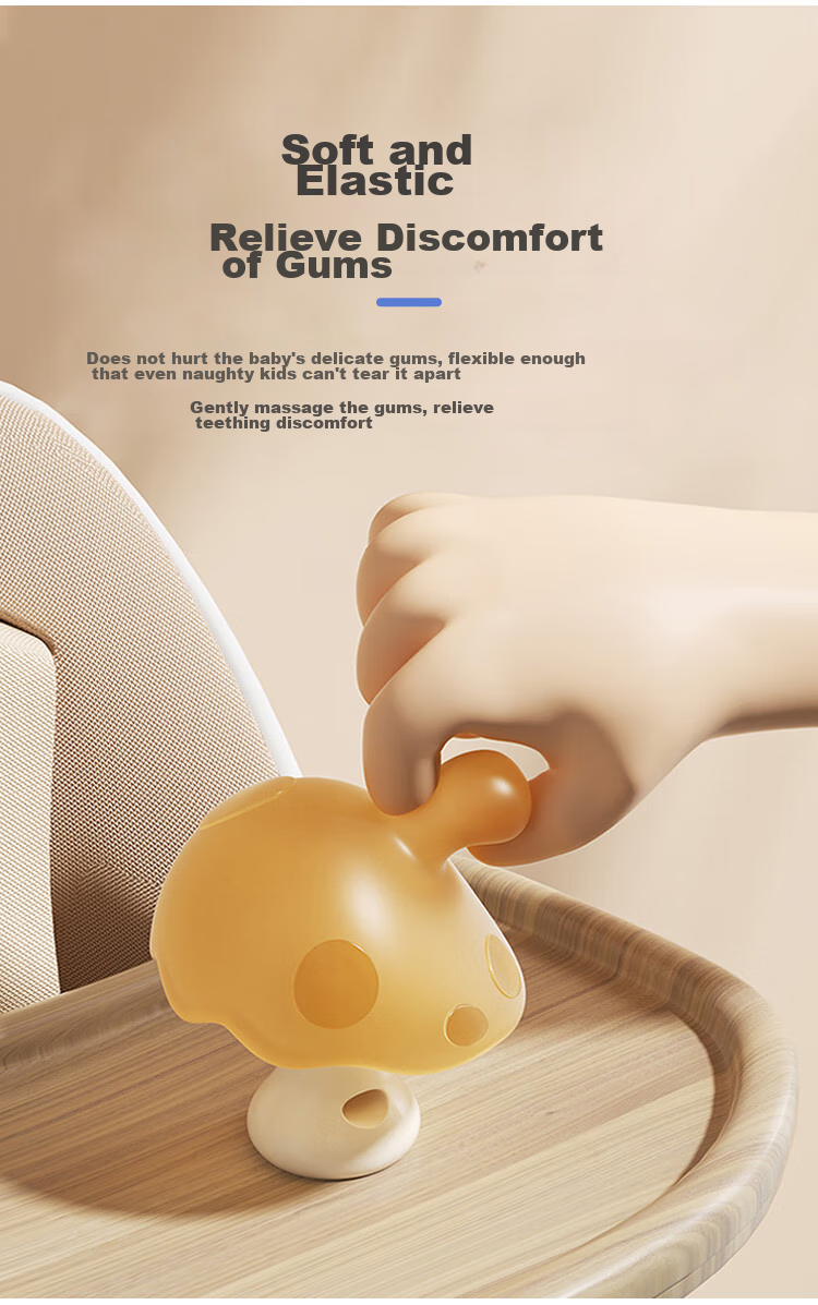 DOCTOR MA Baby Teether Mushroom Pacifier Anti-Thumb Sucking Teething Toy for Young Infants 6