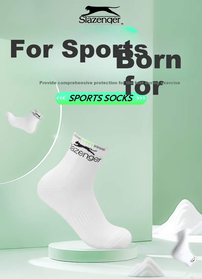 Slazenger Badminton Socks, Breathable Sports Socks, 3 Pairs, White Mid-Calf, STA2200981, New And Old Packaging Shipped Alternately 1