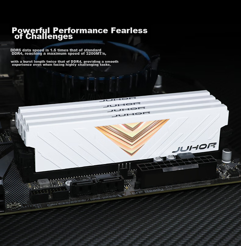 JUHOR 16GB DDR5 6000 Desktop RAM Hynix A-die CL28 No RGB AI Optimized 4