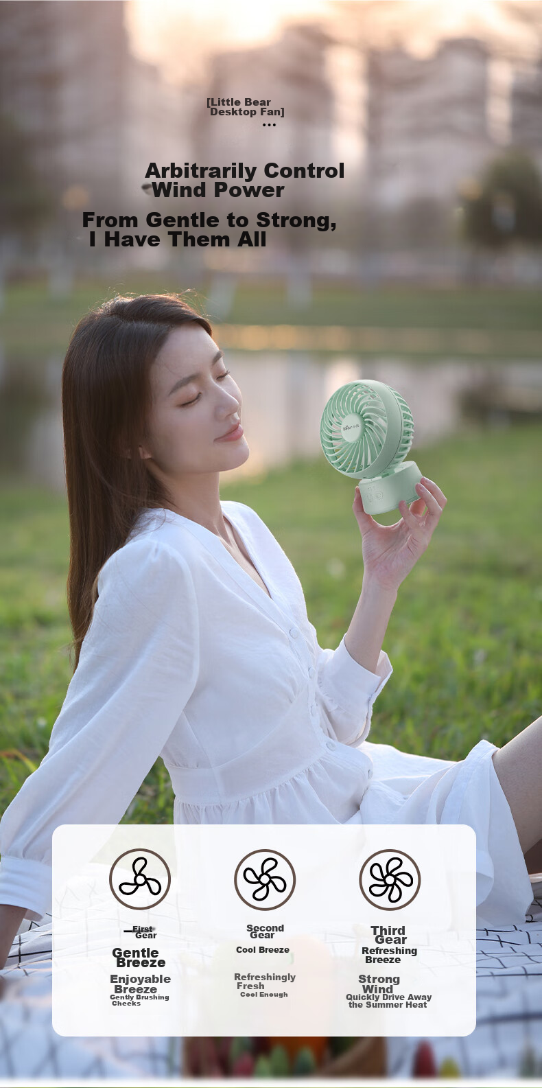 Bear Electric Fan, Small Desk Fan for Office, Mini Portable USB Rechargeable Fan, Dorm-Specific Desktop Fan Companion DFS-C09L8 5