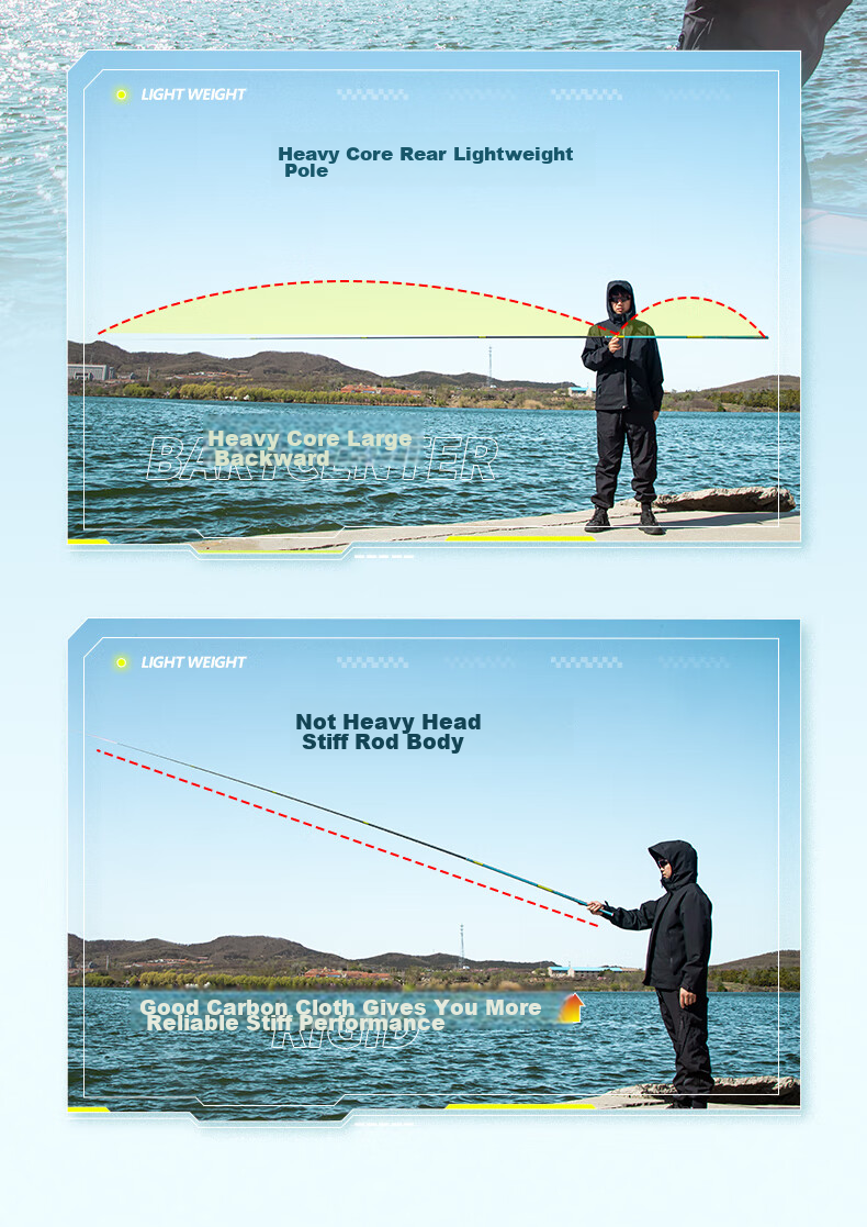 Grsaed Qinglan 6.3-Meter Fishing Rod Handheld Set, 28-Section Carbon Fiber Ultra-Light Ultra-Hard Pole Fishing Rod for Carp And Crucian Carp 12