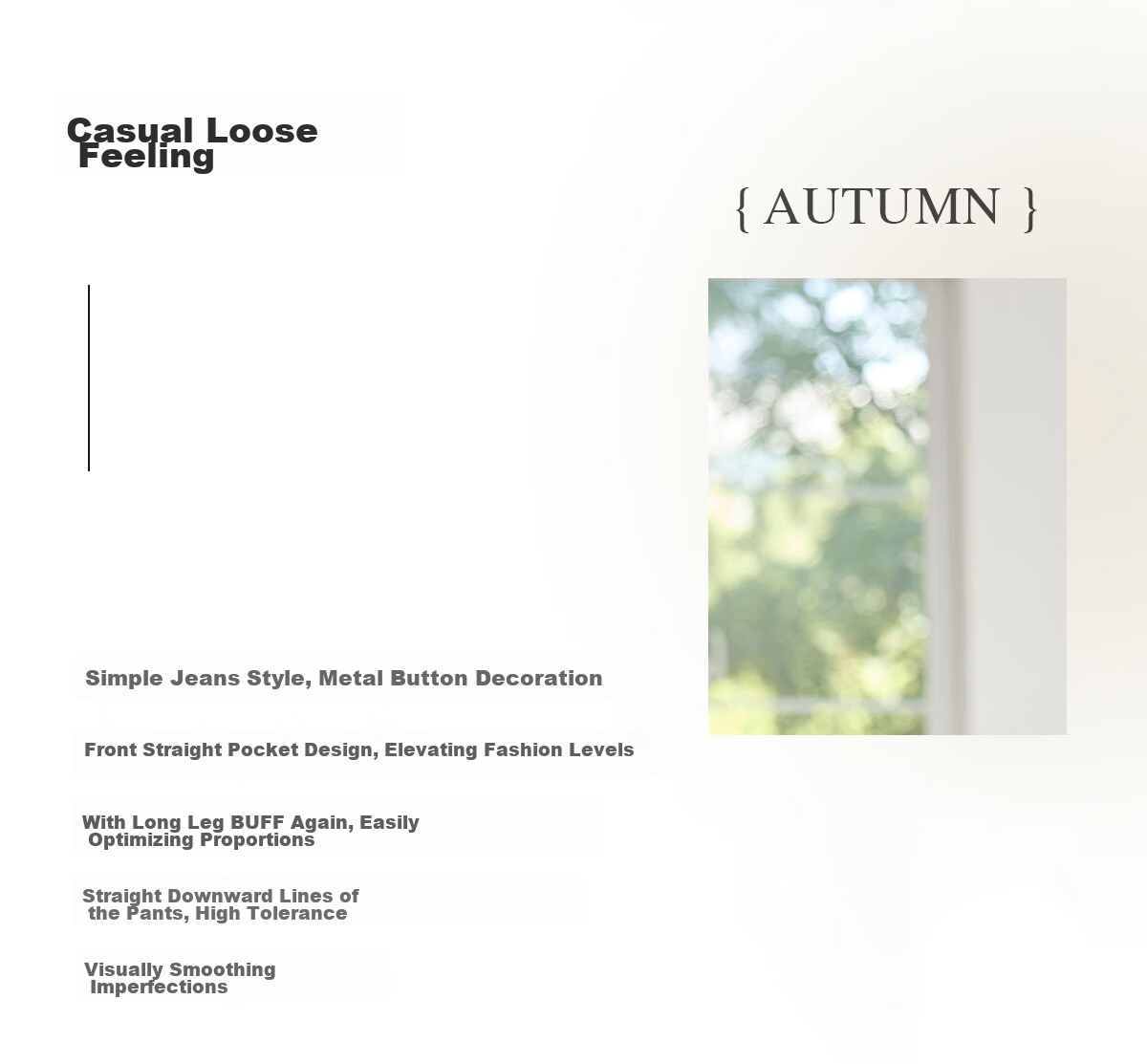 Taxiang High-Waisted Jeans for Women with Pockets, Wide-Leg Pants, Versatile Straight-Leg Trousers, Fashionable Women's Pants, Long Pants T143N1016 3