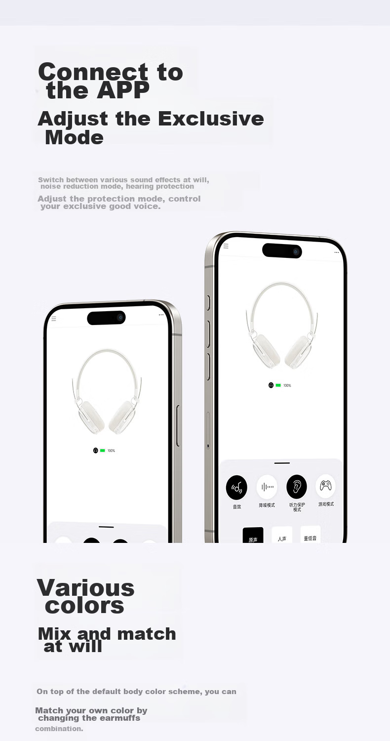 ACEFAST Speed Boost [Subsidy] Seven-Day Headphones, Bluetooth Gaming ANC Noise Reduction, Colorful Stylish Small Head with Replaceable Ear Cups, Ideal Gift Choice 25