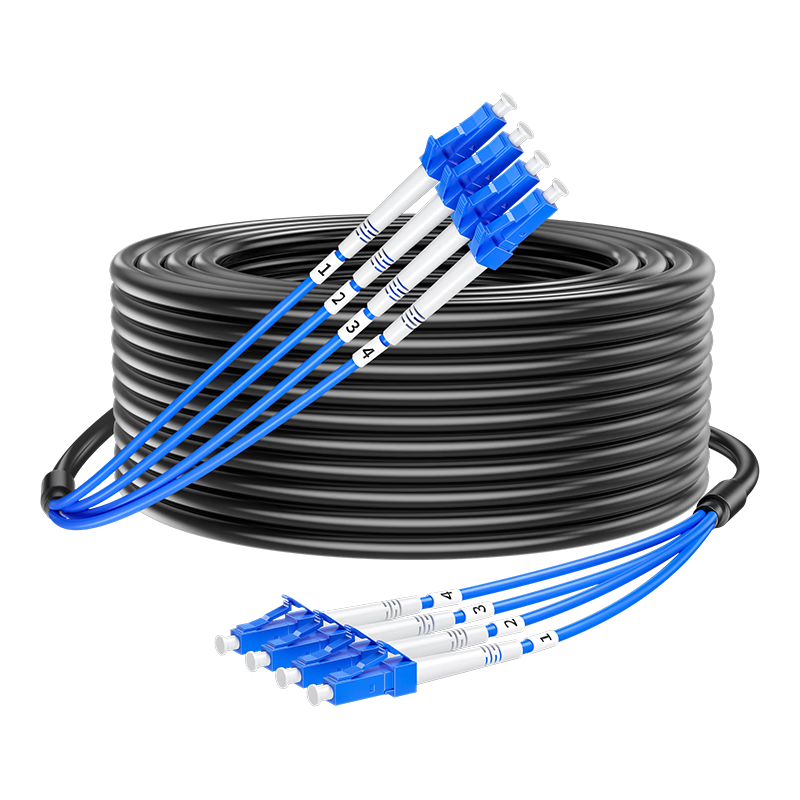 SAMZHE Pre-terminated Armored Optical Cable LC-LC Outdoor 4-Core Single-Mode Engineering Fiber Patch Cord Cable Pigtail Fusion-Free Outdoor Aerial Network Cable 50m GYXTW-LCLC450