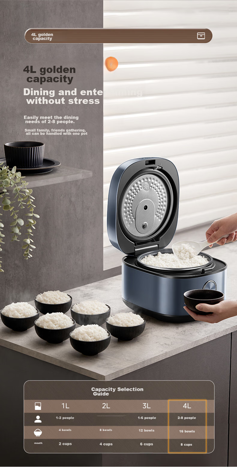 Midea Rice Cooker, 4L Silver Diamond Inner Pot, 11 Large Menu Options, Smart Multi-Function Electric Rice Cooker for Home Use, High Power Rice Pot MB-RE473 (For 3-4 People) 15