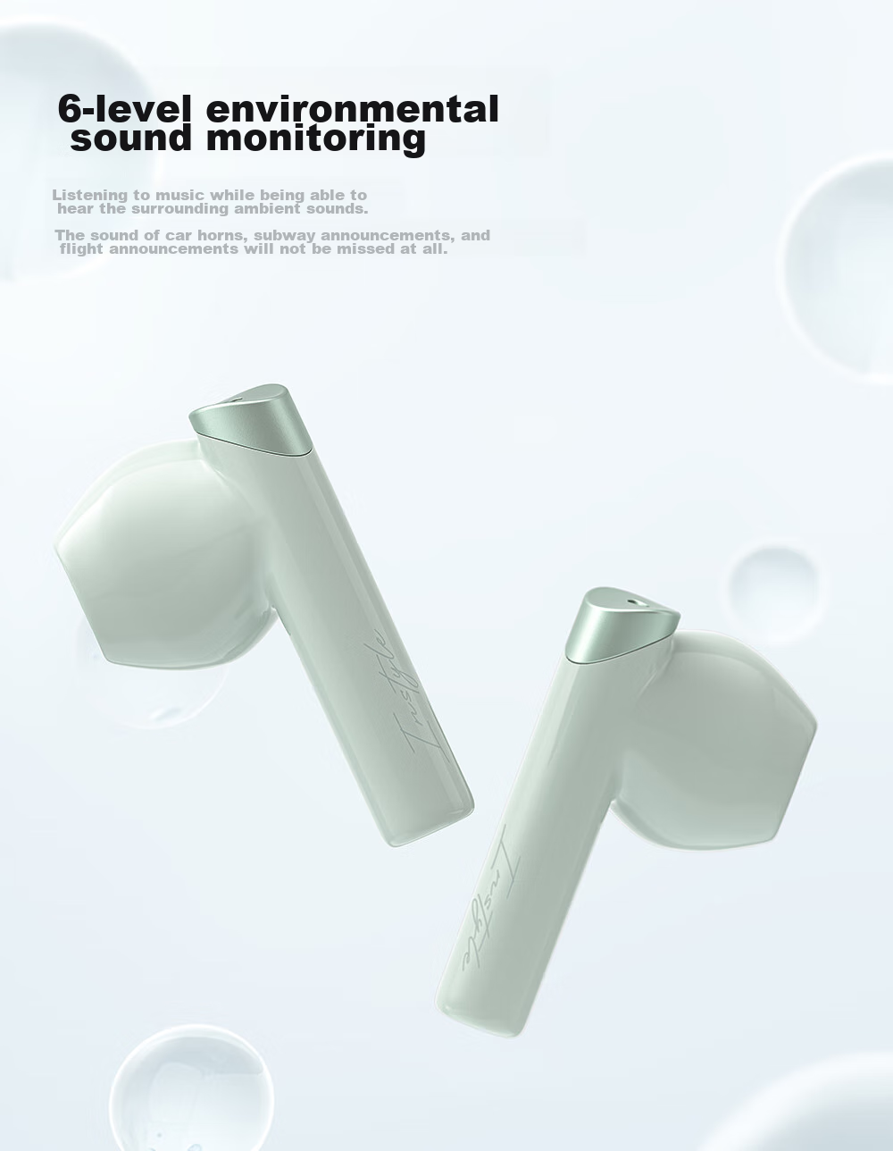 Manbuzhehuazai Magic ANC True Wireless Bluetooth Earphones, Semi-In Active Noise Cancellation, 30-Hour Battery Life, Dual Device Connection, Compatible with Apple, Huawei, Xiaomi, Bean Gree 14