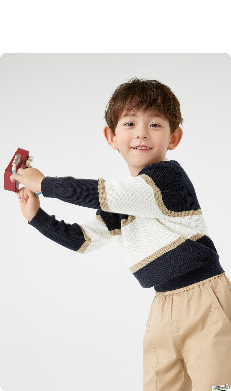 BALABALA Boys' Sweater, Autumn Waffle Knit Pullover, Preppy Style, 201324103101 9