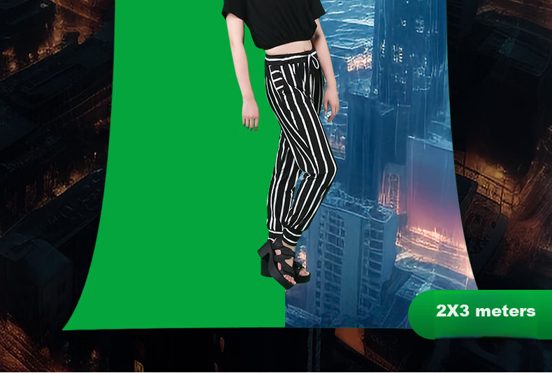 Hakutatz 2*3 Meter Green Photo Backdrop Cloth, Photography Portrait Film And TV Green Screen, Live Streaming Room Solid Color Background Wall Chroma Key Cloth, Fill Light Shooting Short Video Props Green Cloth Background Stand 2