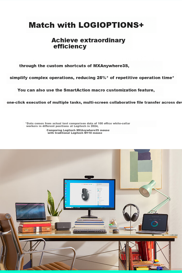 Logitech MX Anywhere 3S Business Edition Wireless Bluetooth Mouse, Quiet Mouse, Business Office, Portable Smart, Graphite Black 8