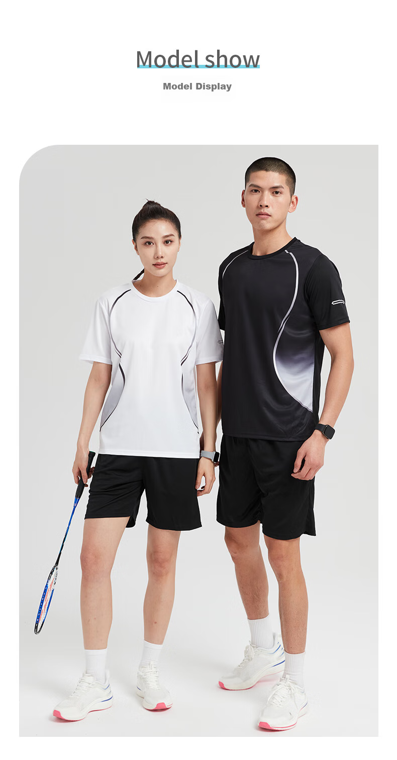 BURUITE Ice Silk Sports Set for Men, Badminton Outfit, Fitness Quick-Dry Summer Table Tennis T-Shirt, Tennis Clothes, Running Jersey 11