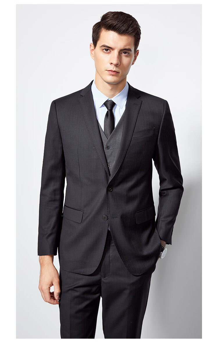 FIRS Men's Suit Set, Four Seasons Business Casual Two-Piece Suit, Groom And Groomsman Formal Wear, Work Attire, Striped Comfortable Suit Set 1