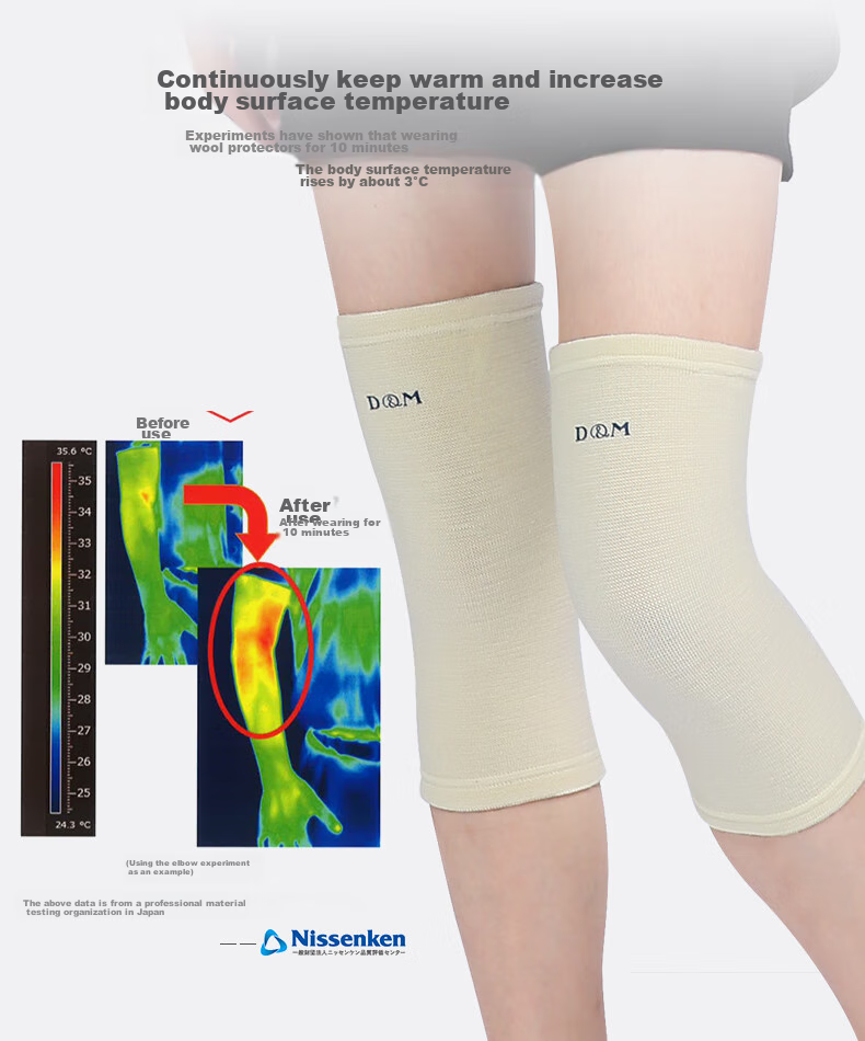 D&M Merino Wool Thermal Knee Pads, Thickened, for Middle-Aged And Elderly with Cold Legs And Arthritis, Autumn And Winter Extended Leg Protection, for Men And Women, One Pair 8