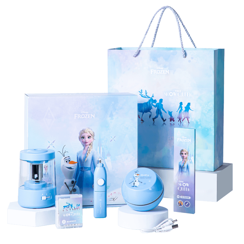 Disney Frozen Stationery Gift Set with Electric Pencil Sharpener, Birthday Gift for Elementary School Girls, Elsa Officially Licensed Kindergarten Graduation Present