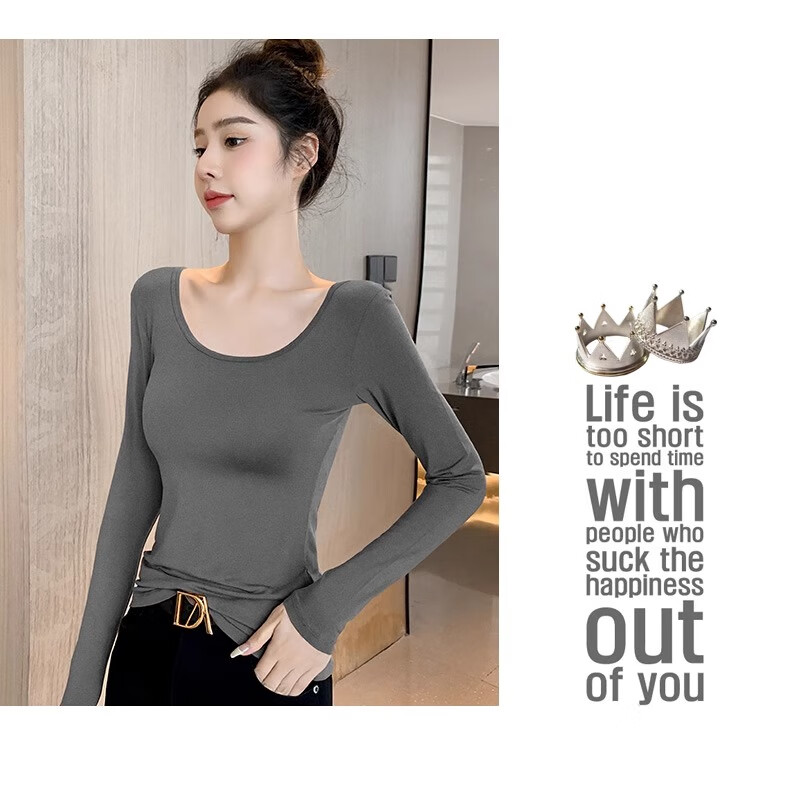 Woodpecker Modal Base Layer Women's Double U Neck Long Sleeve T-Shirt Stylish Outerwear Thin White S 14