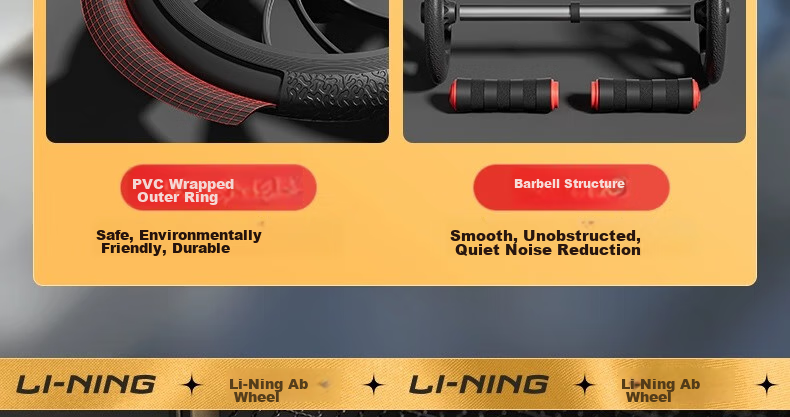 Li-Ning Ab Wheel, Abdominal Muscle Roller, Fitness Equipment for Abdominal Exercises, Double Wheel Training Device for Abdominal Fat Reduction, Men's Equipment 31