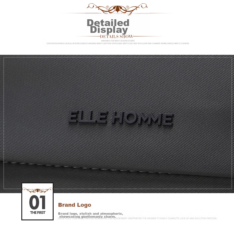 ELLE HOMME Men's Shoulder Bag, Trendy Lightweight Canvas Crossbody Bag, Water-Resistant Casual Phone Bag for Men, Travel Bag in Gray 14