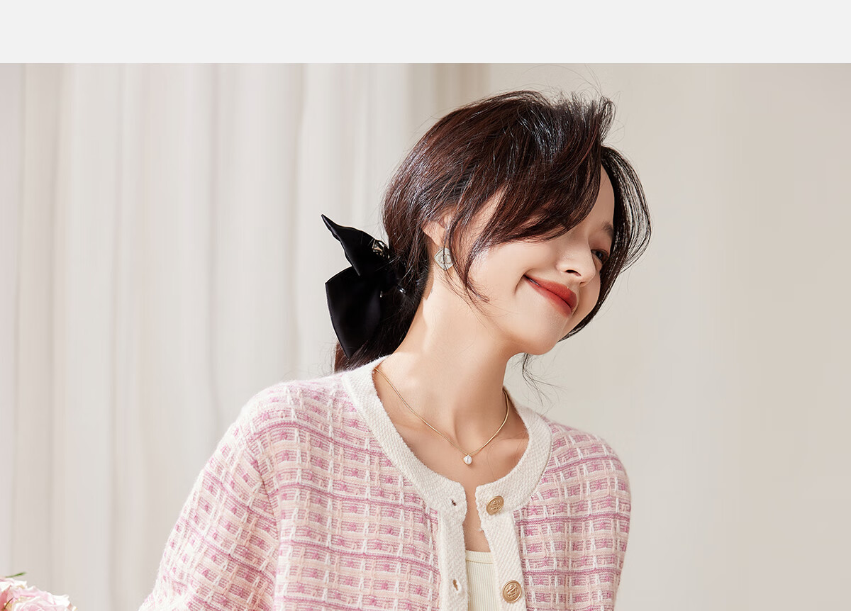 PinCai Women's Loose Plaid Jacquard Knit Cardigan Elegant Youthful Knit Jacket P143Z1001 5