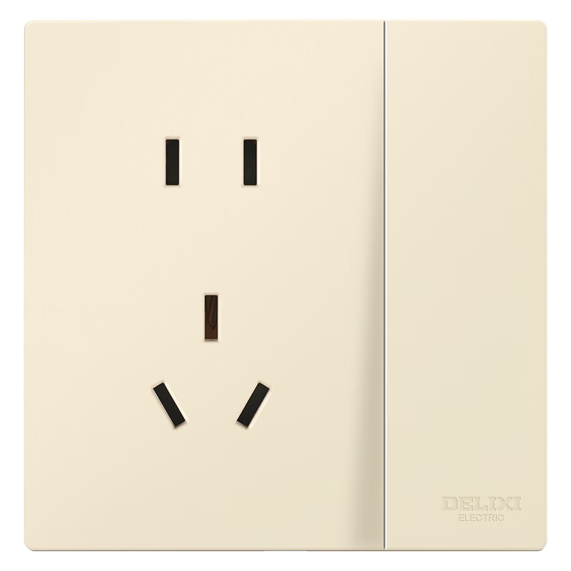 DELIXI Switch Socket Matte Frosted Large Panel 86 Type Ultra-thin Switch 295 Silver Osmanthus Yellow Single Control One Gang Five Hole 10A
