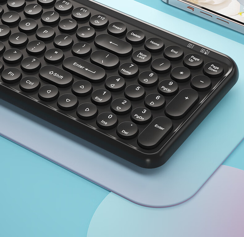 Aigo V610 Blue Quiet Office Business Keyboard, Wireless Bluetooth Connection, Rechargeable Lithium Battery, Compatible with WIN/MAC Dual Systems, Scissor Foot Structure, Full Size 6