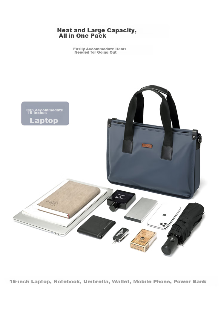 GOLF Business Briefcase for Men, Large Capacity Handbag, Fits 15-Inch Laptop, Multiple Compartments, Casual Horizontal Style, Shoulder Crossbody Bag for Men, Black, Gift for Boyfriend Or Father 12