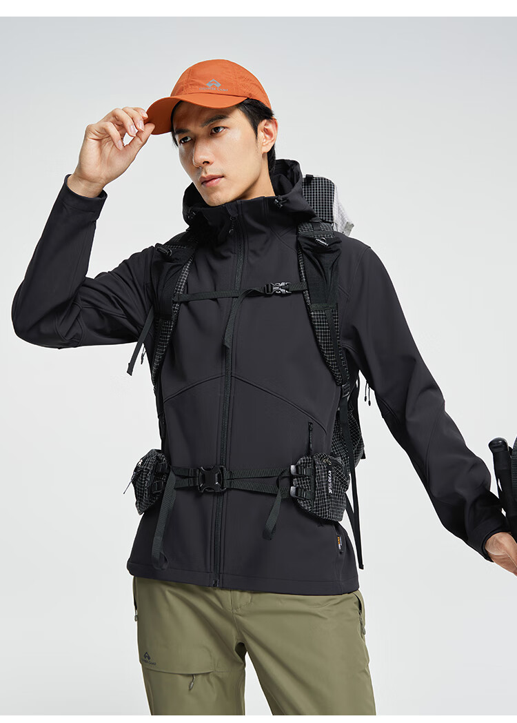 Pioneer Camp Sea Lion Soft Shell Jacket for Men, Spring And Autumn Outdoor Fleece-Lined Warm Windproof Waterproof Cordura Hiking Mountaineering Jacket 16