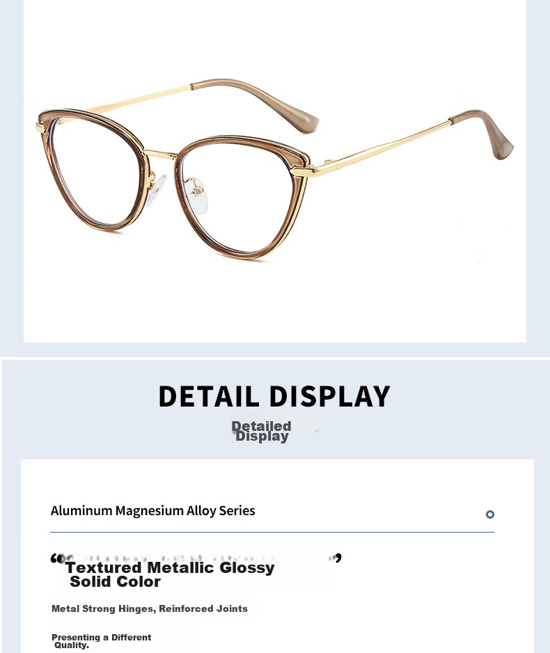 Boshide Blue Light Blocking Glasses, Non-Prescription Glasses, Cat Eye Glasses, No Prescription, Bare Face Beauty, Protective Eyewear, Pastoral Ice Coffee 11
