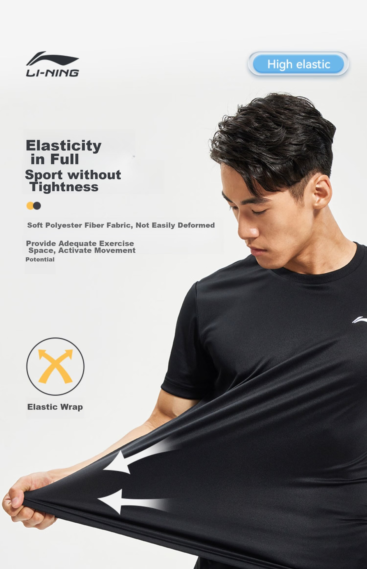 Li-Ning Short-Sleeve T-Shirt for Men, Summer Style, Trendy Printed Couple's Design, Loose-Fitting Casual Breathable Round Neck Sports Top 11