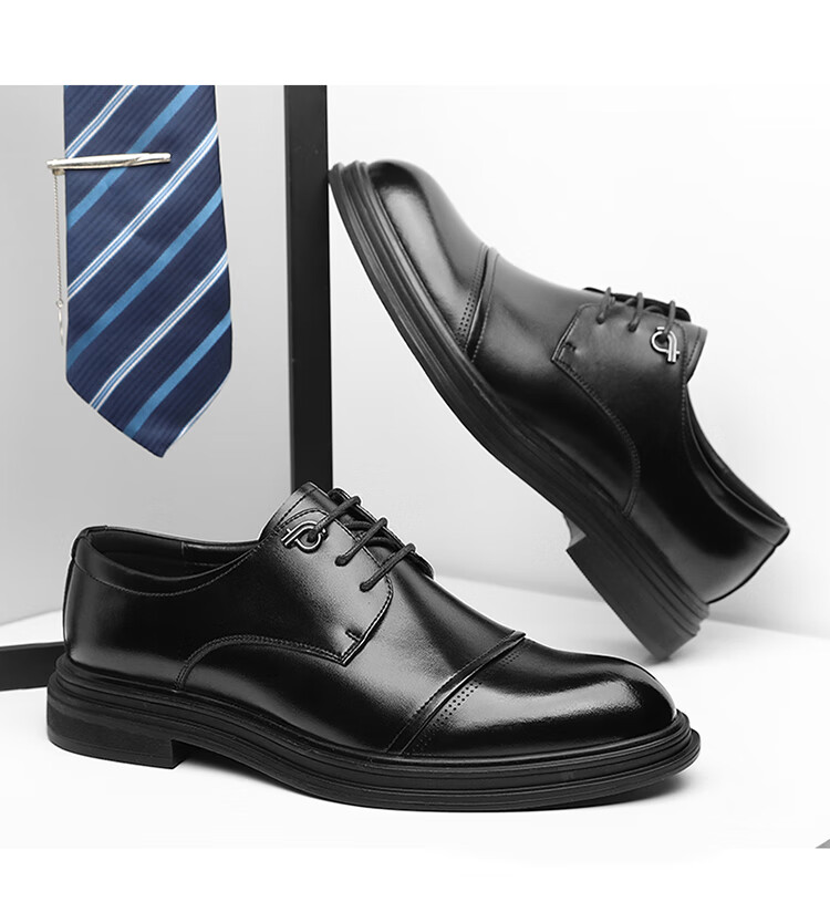 CARTELO Men's Leather Shoes Business 2026 New Formal Genuine Leather Casual Height Increasing Wedding Oxford Shoes Breathable Soft Sole British Style 6