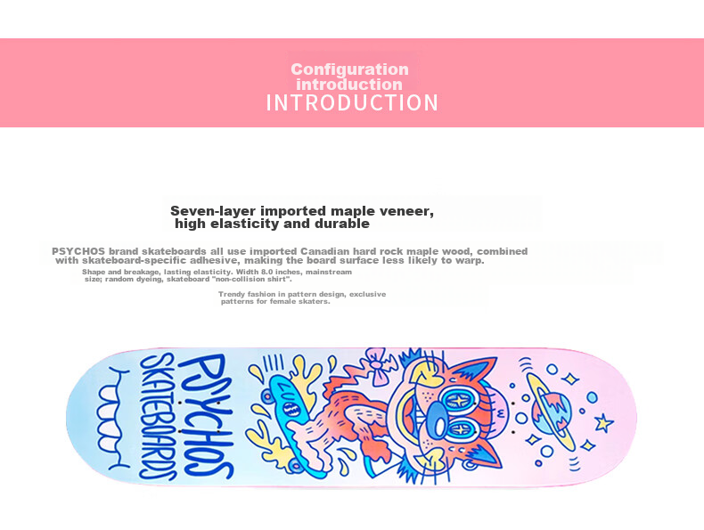 Psychos Boiling Point Skateboard Kids Teens Boys Girls Double Kickboard Beginner Professional Street Board Mengqixing 4