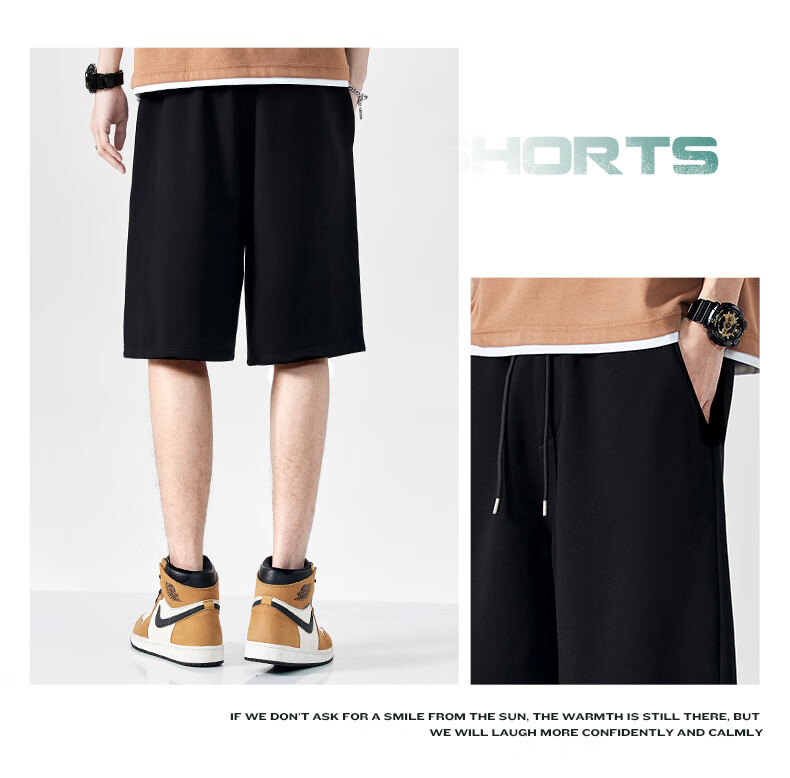 Baleno Men's Summer Heavyweight 220G Pure Cotton American Style Trendy Student Outdoor Sports Loose Casual Shorts 14