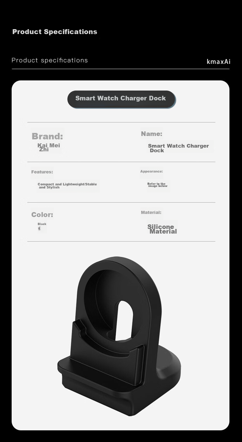 KMaxAI Wireless Charger Stand for Huawei GT 6/5, Compatible with Watch 4/3/2 Pro, Silicone Base for 46/42/41mm Watch, USB Charging Cable Tray, White 9