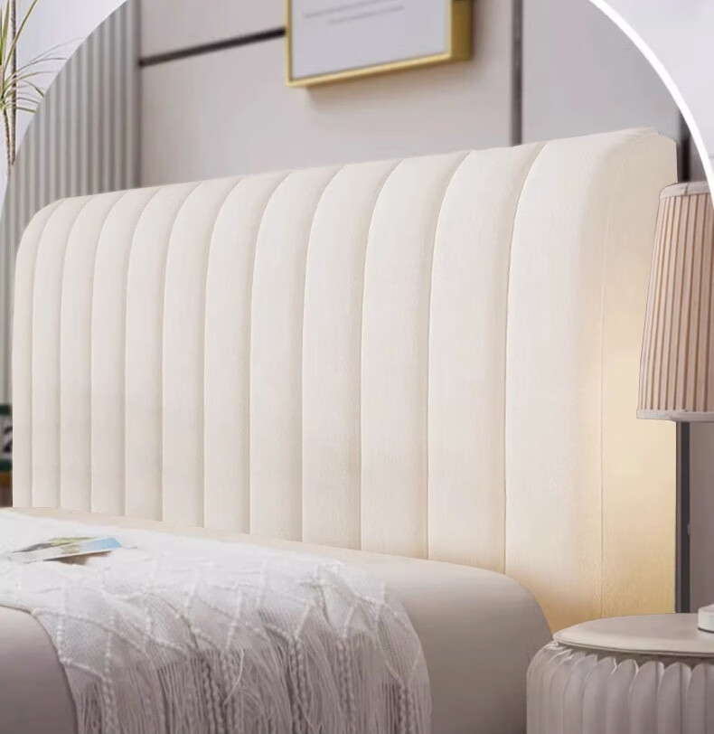 40,000km Bed Head Cover Thickened Cream Style Crystal Velvet Quilted Full Wrap All-Season Beige 1.5m 2