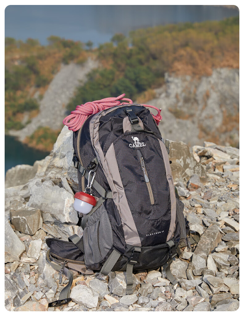 CAMEL Hiking Backpack Outdoor Travel Backpack Mountaineering Double Shoulder Backpack Hiking Backpack 2S04001 Black 20